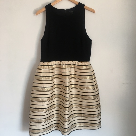 J. Crew Dresses & Skirts - J. Crew Gold Stripe Black Dress